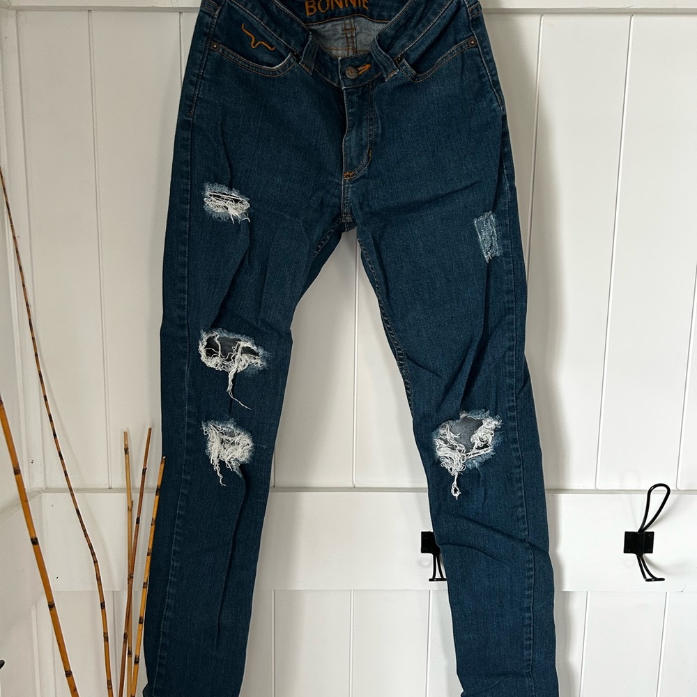 Kimes Ranch Dark Blue Ripped Skinny Jeans - Picture 5 of 7